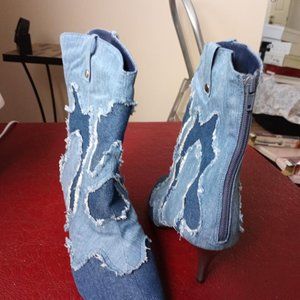 Denim peephole toe boots - Size 8 1/2